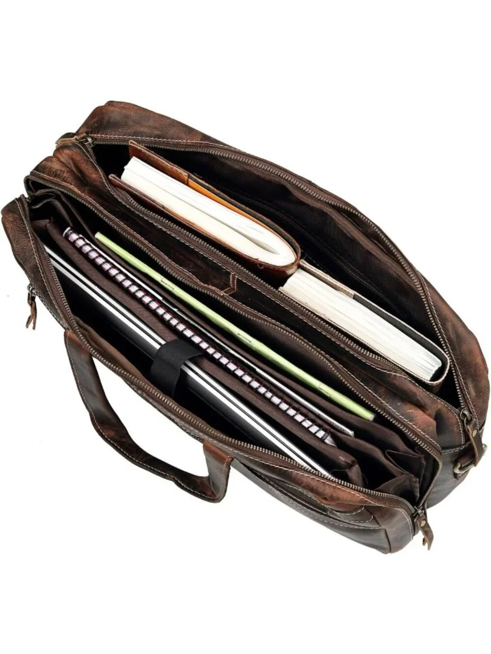 Handcrafted Full Grain Leather Briefcase for Men - Stylish Laptop Bag with